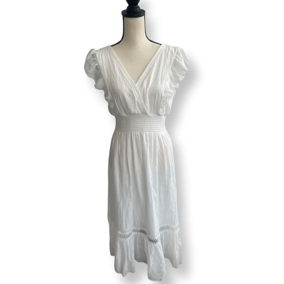 J Gee V Neck Lace Maxi Dress Size: Large Color: White - Picture 1 of 14